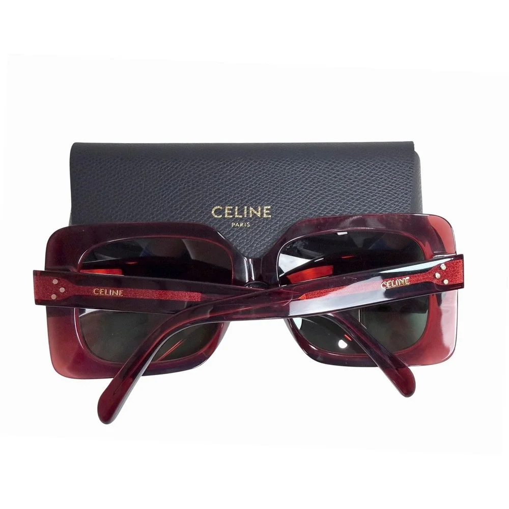 Celine NEW Sunglasses Womens Red Square Oversized CL40096I 66N Transparent Red